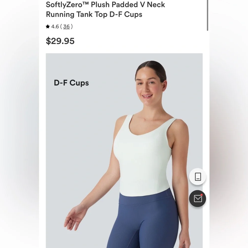 NWT HALARA SoftlyZero White Padded Running Tank Top Womens Size Large Cups D-F - Picture 1 of 12